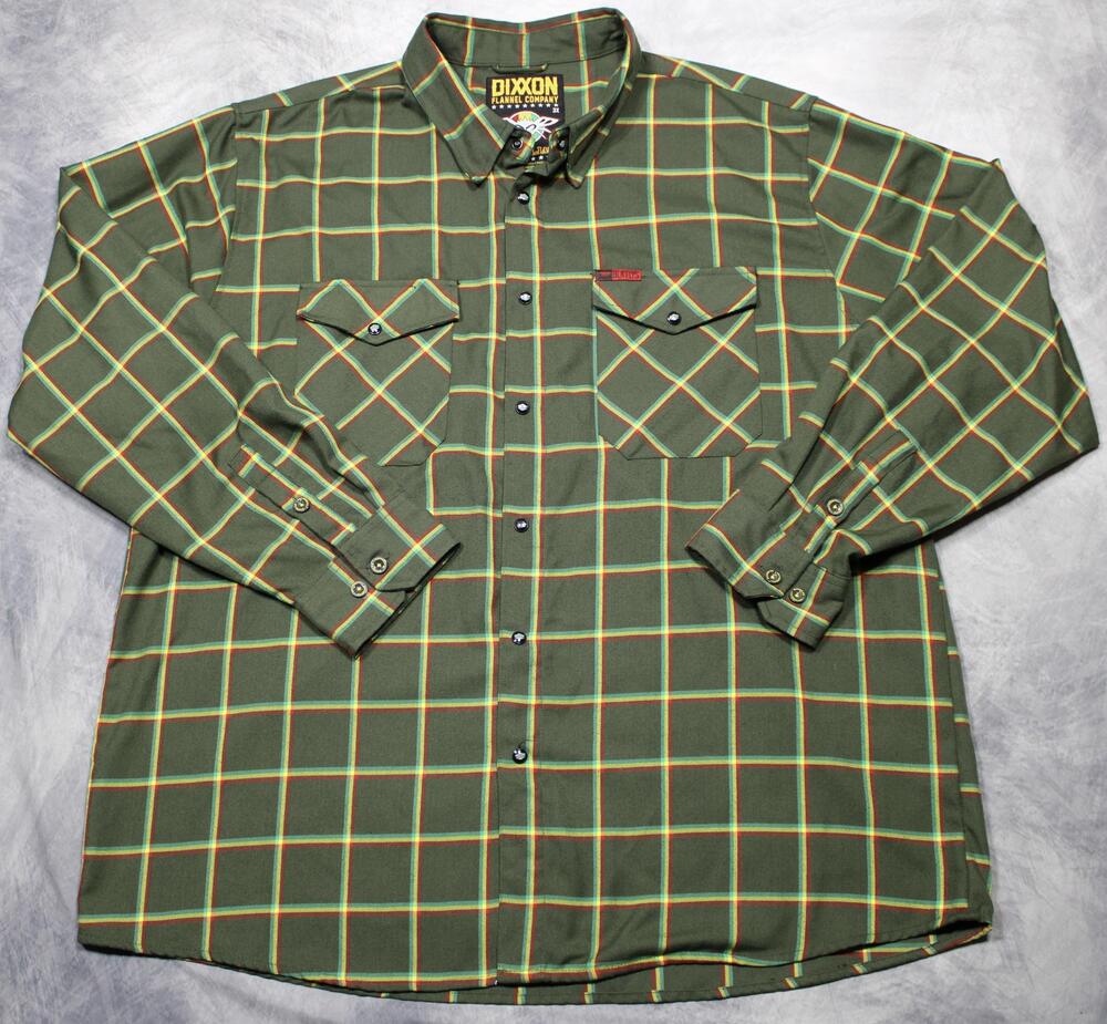 Dixxon Flannel Shirt Mens 3XL Green Plaid FLY SOULJAH Button Up Long Sleeve